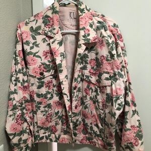 Pink Floral Denim-style Jacket